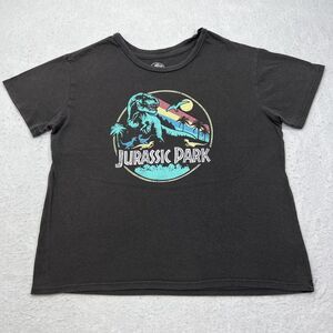 Jurassic World Womens Medium Crop Top Short Sleeve Colorful Logo Graphic T Shirt